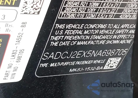 2022 Jaguar F-Pace S P250 Awd Automatic из США, поврежденный, VIN SADCJ2EX5NA698705